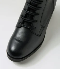 Women SUPERSOFT Boots|Comfort-Avva Black Leather Lace Up Boots