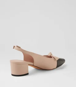Women TOP END Heels-Aymay Black Nude Leather Heels