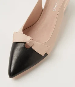 Women TOP END Heels-Aymay Black Nude Leather Heels