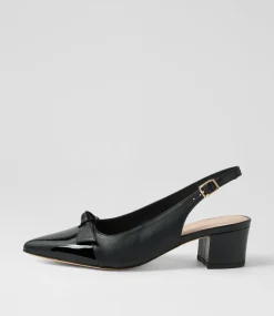 Women TOP END Heels-Aymay Black Patent Leather Heels