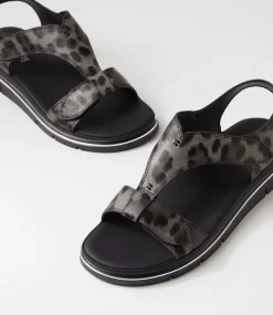 Women I LOVE BILLY Flats|Sandals-Baer Pewter Leopard Sandals