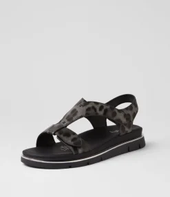 Women I LOVE BILLY Flats|Sandals-Baer Pewter Leopard Sandals