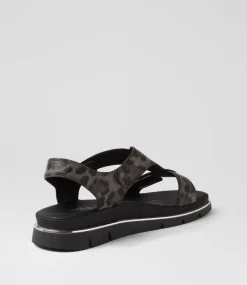 Women I LOVE BILLY Flats|Sandals-Baer Pewter Leopard Sandals