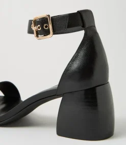 Women DIANA FERRARI Heels|Sandals-Bane Black Leather Sandals