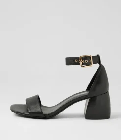 Women DIANA FERRARI Heels|Sandals-Bane Black Leather Sandals