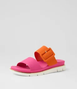 Women I LOVE BILLY Slides|Wedges-Barana Fuchsia Orange Slides