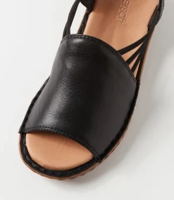 Women SUPERSOFT Comfort|Wedges-Barrina Black Gum Leather Sandals