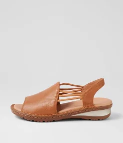 Women SUPERSOFT Comfort|Wedges-Barrina Dark Tan Gum Sole Leather Sandals