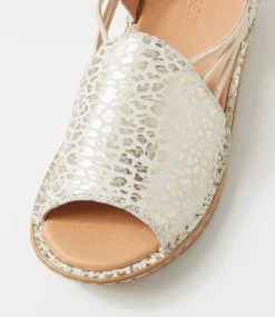 Women SUPERSOFT Comfort|Wedges-Barrina Gold Leopard Shine Leather Sandals