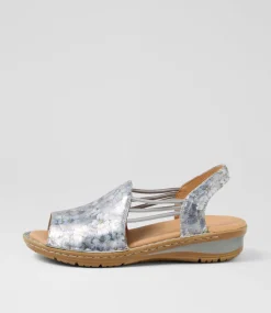 Women SUPERSOFT Comfort|Wedges-Barrina Grey Bloom Gum Leather Sandals