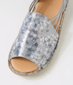 Women SUPERSOFT Comfort|Wedges-Barrina Grey Bloom Gum Leather Sandals