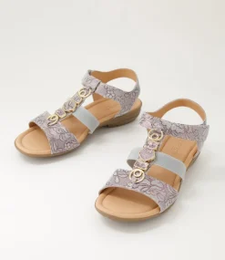 Women SUPERSOFT Comfort|Flats-Bartie Almond Foil Floral Suede Sandals