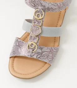 Women SUPERSOFT Comfort|Flats-Bartie Almond Foil Floral Suede Sandals