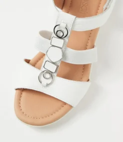 Women SUPERSOFT Comfort|Flats-Bartie White Leather Sandals