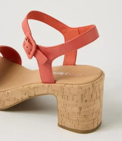 Women DIANA FERRARI Heels|Sandals-Bayker Burnt Orange Cork Leather Sandals