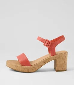 Women DIANA FERRARI Heels|Sandals-Bayker Burnt Orange Cork Leather Sandals