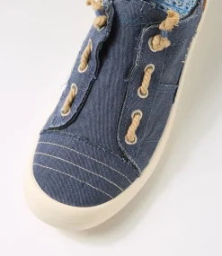 Women BLOWFISH Sneakers-Beachside Navy Tan Fabric Sneakers