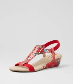Women I LOVE BILLY Wedges|Heels-Beatriz Red Botanic Patent PU Sandals