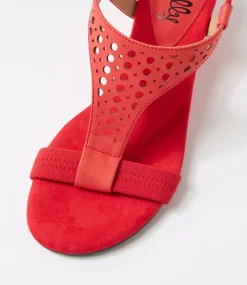Women I LOVE BILLY Wedges|Heels-Beatriz Red Nubuck Pu Sandals