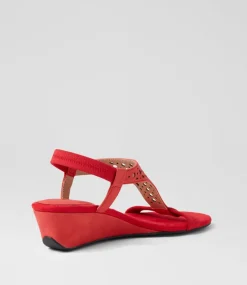 Women I LOVE BILLY Wedges|Heels-Beatriz Red Nubuck Pu Sandals