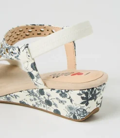Women I LOVE BILLY Wedges|Heels-Beatriz White Black Botanic Patent PU Sandals