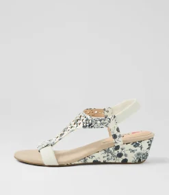 Women I LOVE BILLY Wedges|Heels-Beatriz White Black Botanic Patent PU Sandals