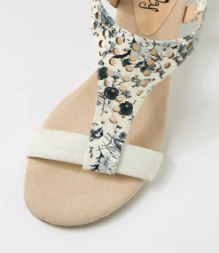 Women I LOVE BILLY Wedges|Heels-Beatriz White Black Botanic Patent PU Sandals