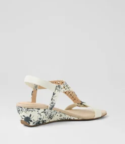 Women I LOVE BILLY Wedges|Heels-Beatriz White Black Botanic Patent PU Sandals