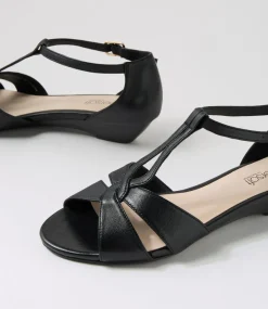 Women SUPERSOFT Comfort|Heels-Beautiy Black Leather Sandals