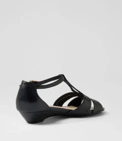 Women SUPERSOFT Comfort|Heels-Beautiy Black Leather Sandals