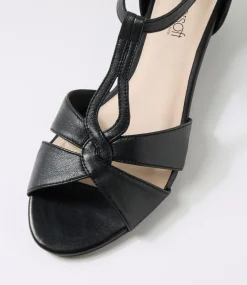 Women SUPERSOFT Comfort|Heels-Beautiy Black Leather Sandals