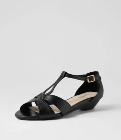 Women SUPERSOFT Comfort|Heels-Beautiy Black Leather Sandals