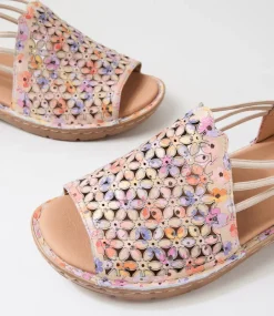 Women SUPERSOFT Sandals-Bebi Pansy Print Leather Sandals