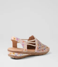 Women SUPERSOFT Sandals-Bebi Pansy Print Leather Sandals