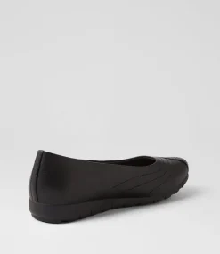 Women SUPERSOFT Comfort|Flats-Beca Black Wide Fit Leather Ballet Flats