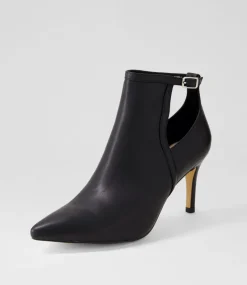 Women TOP END Boots-Beda Black Leather Ankle Boots