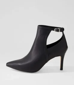 Women TOP END Boots-Beda Black Leather Ankle Boots