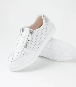 Women SUPERSOFT Sneakers-Belindia White Silver Leather Sneakers
