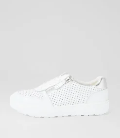 Women SUPERSOFT Sneakers-Belindia White Silver Leather Sneakers