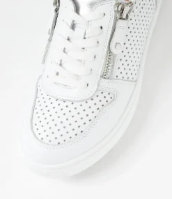 Women SUPERSOFT Sneakers-Belindia White Silver Leather Sneakers