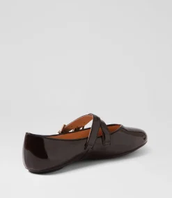 Women TOP END Flats-Belody Choc Patent Leather Ballet Flats