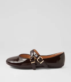 Women TOP END Flats-Belody Choc Patent Leather Ballet Flats