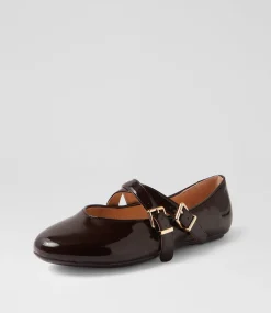 Women TOP END Flats-Belody Choc Patent Leather Ballet Flats