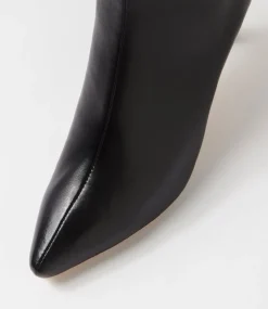Women TOP END Boots-Belos Black Leather Fur Ankle Boots