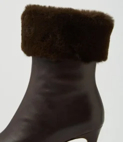 Women TOP END Boots-Belos Choc Leather Fur Ankle Boots