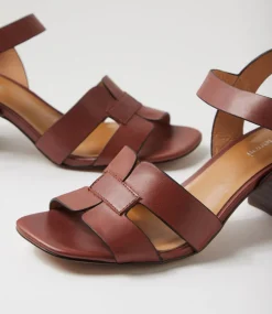 Women DIANA FERRARI Heels|Sandals-Belson Walnut Dark Brown Leather Sandals