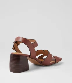 Women DIANA FERRARI Heels|Sandals-Belson Walnut Dark Brown Leather Sandals