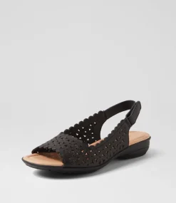 Women SUPERSOFT Comfort|Flats-Benisie Black Leather Sandals