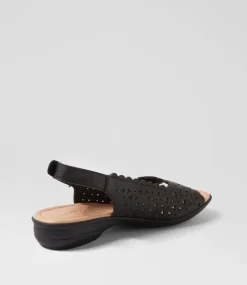 Women SUPERSOFT Comfort|Flats-Benisie Black Leather Sandals