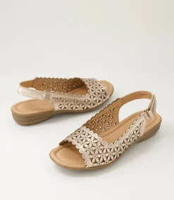 Women SUPERSOFT Comfort|Flats-Benisie Rose Gold Gum Leather Sandals